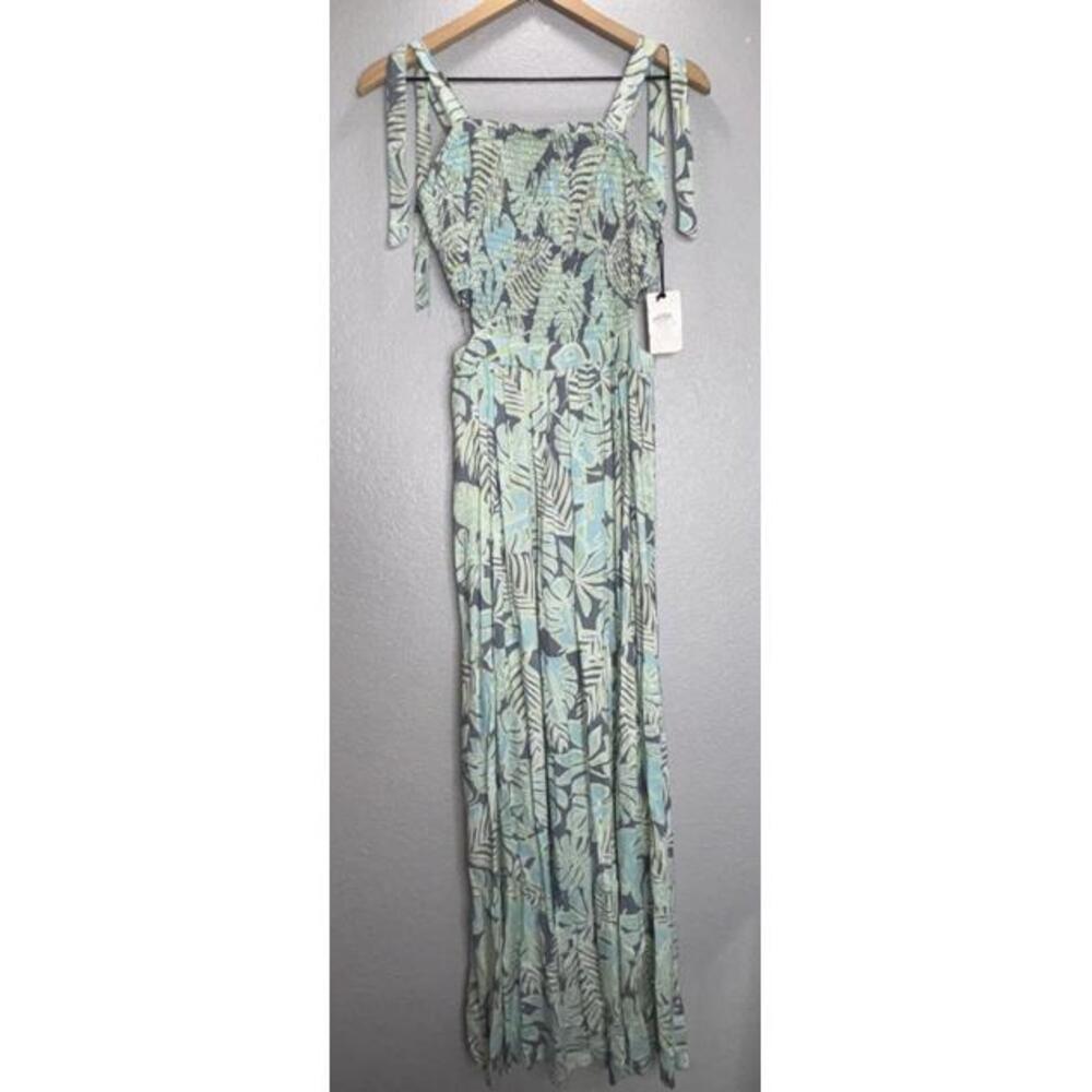 Sincerely Jules Tropical Side Cutout Maxi Dress Women M Blue Tropical NEW